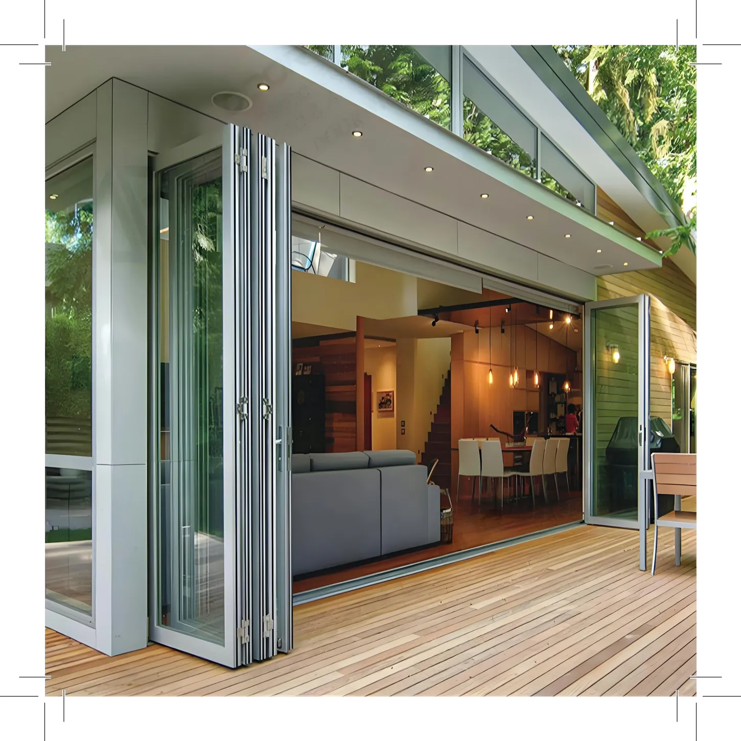 California real estate house with glass doors and deck