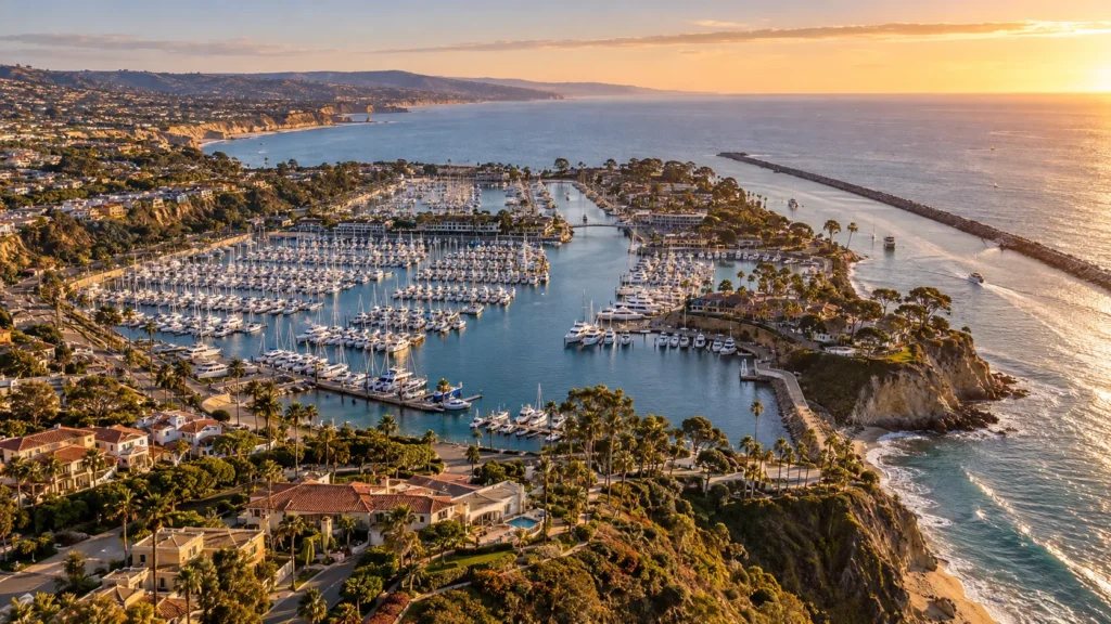 Golden-Hour Coastal Marina Panorama